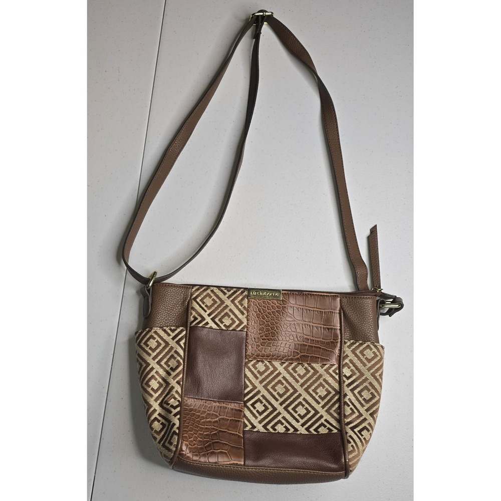 LIZ‎ CLAIBORNE Patchwork Brown Purse -1016 - Picture 3 of 9